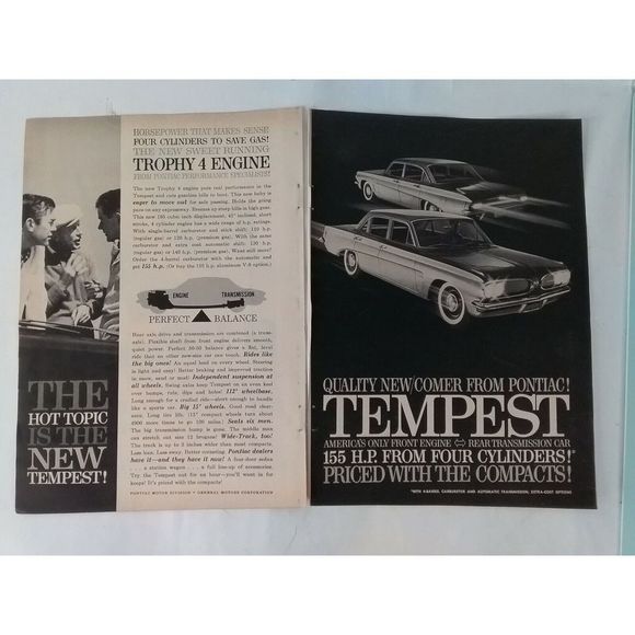 Pontiac Tempest Magazine Automobile Vehicle Car American Original Print Ad - Picture 3 of 3